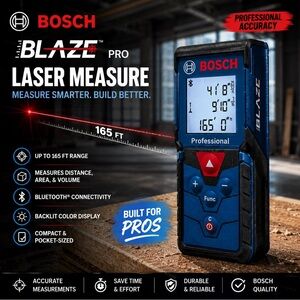 Bosch Blaze 165’ Laser Measure GLM165-40 New in Box Digital Measuring Tape